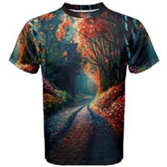 Forest Autumn Fall Painting Men s Cotton Tee