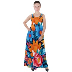 Flowers Bloom Spring Colorful Artwork Decoration Empire Waist Velour Maxi Dress by 99art