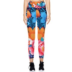 Flowers Bloom Spring Colorful Artwork Decoration Pocket Leggings  by 99art