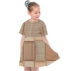 Wooden Wickerwork Texture Square Pattern Kids  Sailor Dress by 99art