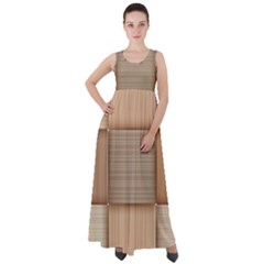 Wooden Wickerwork Texture Square Pattern Empire Waist Velour Maxi Dress by 99art
