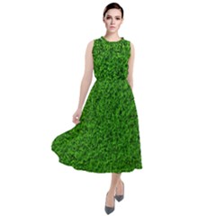 Green Grass Texture Summer Round Neck Boho Dress by 99art