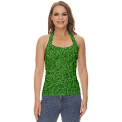 Green Grass Texture Summer Basic Halter Top by 99art