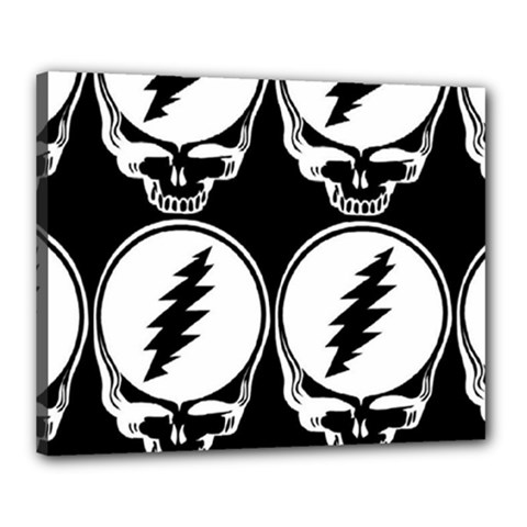Black And White Deadhead Grateful Dead Steal Your Face Pattern Canvas 20  X 16  (stretched) by 99art