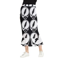 Black And White Deadhead Grateful Dead Steal Your Face Pattern Maxi Fishtail Chiffon Skirt