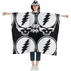 Black And White Deadhead Grateful Dead Steal Your Face Pattern Women s Hooded Rain Ponchos by 99art