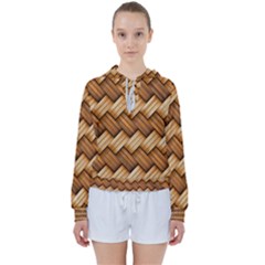 Wooden Weaving Texture Women s Tie Up Sweat