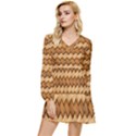 Wooden Weaving Texture Tiered Long Sleeve Mini Dress View1