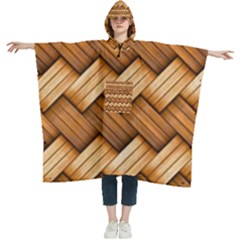Wooden Weaving Texture Women s Hooded Rain Ponchos by 99art