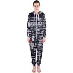 Music Pattern Black White Hooded Jumpsuit (ladies) by 99art