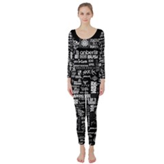 Music Pattern Black White Long Sleeve Catsuit by 99art