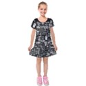 Music Pattern Black White Kids  Short Sleeve Velvet Dress View1