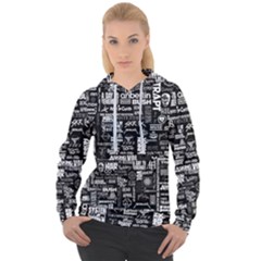 Music Pattern Black White Women s Overhead Hoodie by 99art