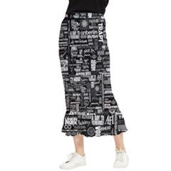 Music Pattern Black White Maxi Fishtail Chiffon Skirt by 99art