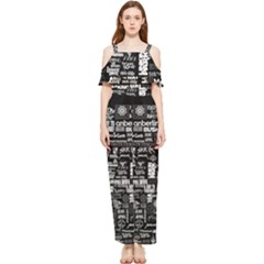 Music Pattern Black White Draped Sleeveless Chiffon Jumpsuit by 99art