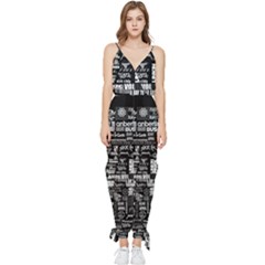 Music Pattern Black White Sleeveless Tie Ankle Chiffon Jumpsuit by 99art