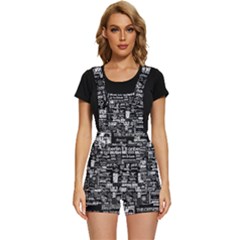 Music Pattern Black White Short Overalls by 99art