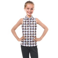 Mixed Abstract Colors Pattern Kids  Sleeveless Polo Tee
