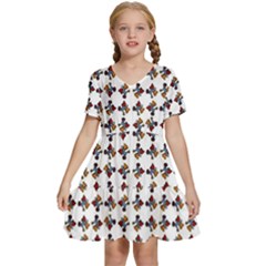 Mixed Abstract Colors Pattern Kids  Short Sleeve Tiered Mini Dress by dflcprintsclothing