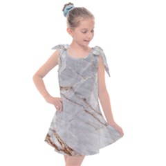 Gray Light Marble Stone Texture Background Kids  Tie Up Tunic Dress by Vaneshart