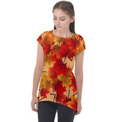 Wallpaper Background Autumn Fall Cap Sleeve High Low Top by Vaneshart