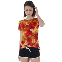 Wallpaper Background Autumn Fall Short Sleeve Open Back Tee by Vaneshart