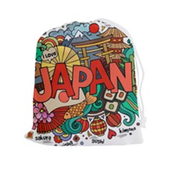 Earthquake And Tsunami Drawing Japan Illustration Drawstring Pouch (2XL)