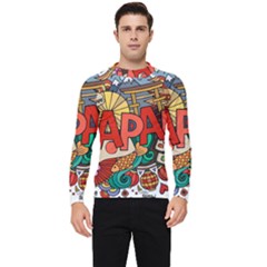 Earthquake And Tsunami Drawing Japan Illustration Men s Long Sleeve Rash Guard by Vaneshart