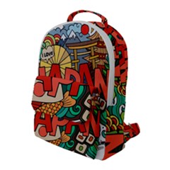 Earthquake And Tsunami Drawing Japan Illustration Flap Pocket Backpack (large) by Vaneshart