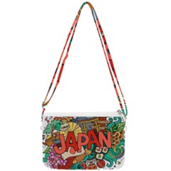 Earthquake And Tsunami Drawing Japan Illustration Double Gusset Crossbody Bag