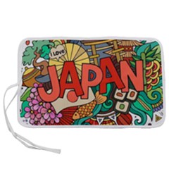 Earthquake And Tsunami Drawing Japan Illustration Pen Storage Case (L)