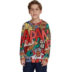 Earthquake And Tsunami Drawing Japan Illustration Kids  Long Sleeve Jersey