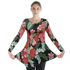 Beautiful Floral Vector Seamless Pattern Long Sleeve Tunic  by Vaneshart