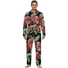Beautiful Floral Vector Seamless Pattern Men s Long Sleeve Velvet Pocket Pajamas Set by Vaneshart