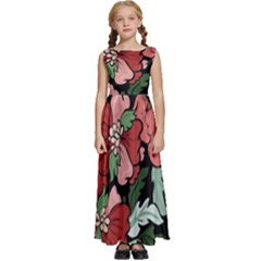 Beautiful Floral Vector Seamless Pattern Kids  Satin Sleeveless Maxi Dress by Vaneshart
