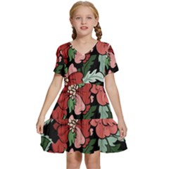 Beautiful Floral Vector Seamless Pattern Kids  Short Sleeve Tiered Mini Dress by Vaneshart