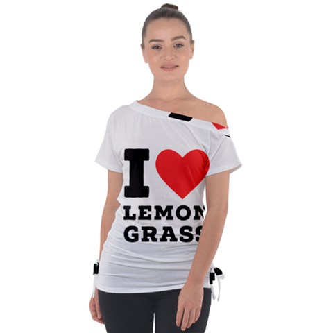 I Love Lemon Grass Off Shoulder Tie-up Tee by ilovewhateva