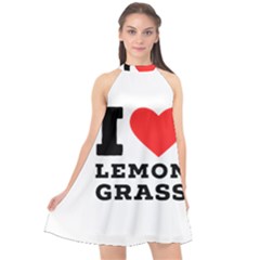 I Love Lemon Grass Halter Neckline Chiffon Dress  by ilovewhateva