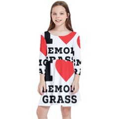 I Love Lemon Grass Kids  Quarter Sleeve Skater Dress by ilovewhateva