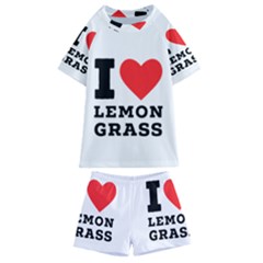 I Love Lemon Grass Kids  Swim Tee And Shorts Set by ilovewhateva