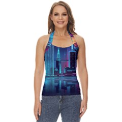 Digital Art Artwork Illustration Vector Buiding City Basic Halter Top by 99art