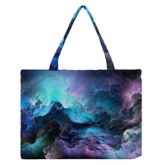 Abstract Graphics Nebula Psychedelic Space Zipper Medium Tote Bag by 99art