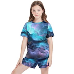 Abstract Graphics Nebula Psychedelic Space Kids  Tee And Sports Shorts Set by 99art