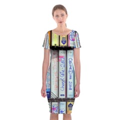 Cassette Tape Music Vintage 1980s 70s Classic Short Sleeve Midi Dress by 99art