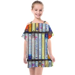 Cassette Tape Music Vintage 1980s 70s Kids  One Piece Chiffon Dress