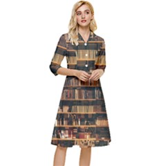 Books On Bookshelf Assorted Color Book Lot In Bookcase Library Classy Knee Length Dress