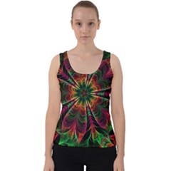 Multicolored Flower Mandala Wallpaper Kaleidoscope Pattern Velvet Tank Top by 99art