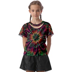 Multicolored Flower Mandala Wallpaper Kaleidoscope Pattern Kids  Front Cut Tee by 99art