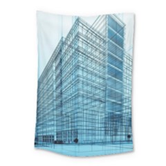 Architecture Blue Drawing Engineering City Modern Building Exterior Small Tapestry by 99art