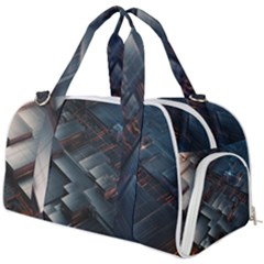 Architectural Design Abstract 3d Neon Glow Industry Burner Gym Duffel Bag by 99art